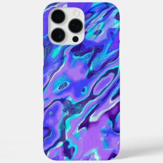 Purple Neon Marble Texture Abstract Liquid Paint iPhone 16 Pro Max Case