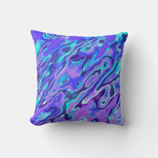 Purple Neon Marble Texture Abstract Liquid Paint Cushion