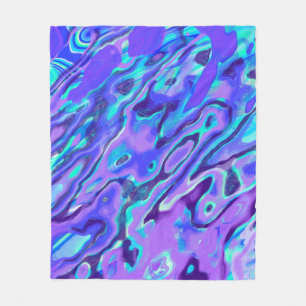 Purple Neon Marble Texture Abstract Liquid Paint Fleece Blanket