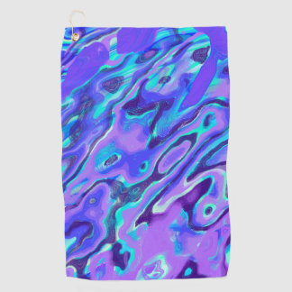 Purple Neon Marble Texture Abstract Liquid Paint Golf Towel