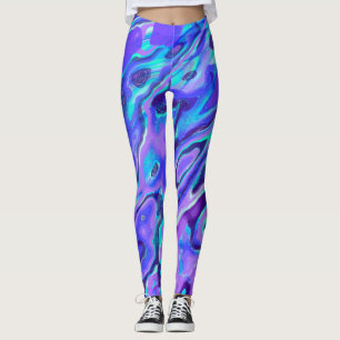 Purple Neon Marble Texture Abstract Liquid Paint Leggings