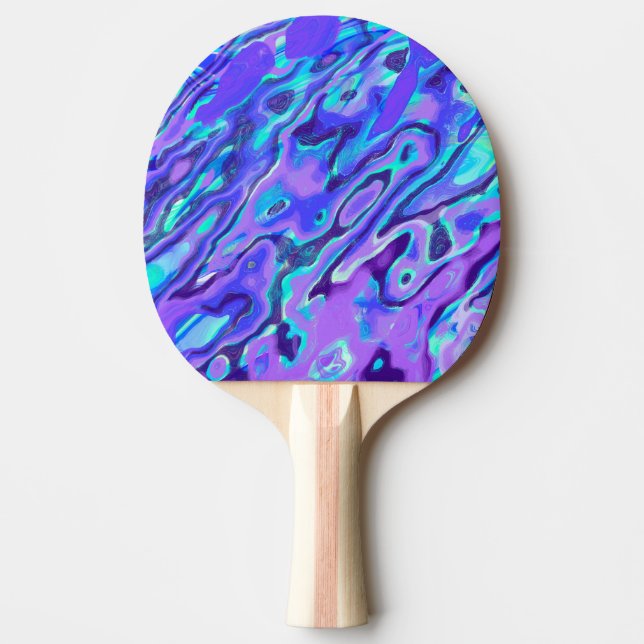 Purple Neon Marble Texture Abstract Liquid Paint Ping Pong Paddle (Front)