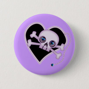 Purple Neon Skull 6 Cm Round Badge