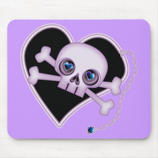 Purple Neon Skull Mouse Mat (Front)