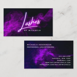 Purple Neon & Smoke Eyelash Extensions/Lashes Business Card