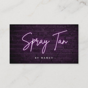 Purple Neon Spray Tan On Brick Wall Business Card