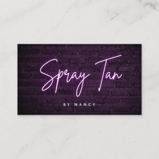 Purple Neon  Spray Tan On Brick Wall Business Card