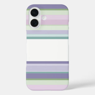 Purple, Neptune, sea green, and Lavender stripes iPhone 16 Case