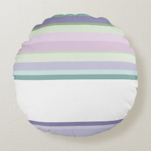 Purple, Neptune, sea green, and Lavender stripes Round Cushion