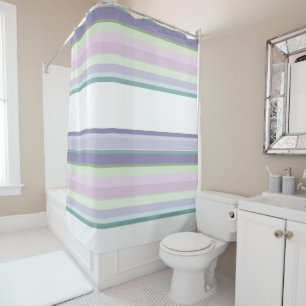 Purple, Neptune, sea green, and Lavender stripes Shower Curtain