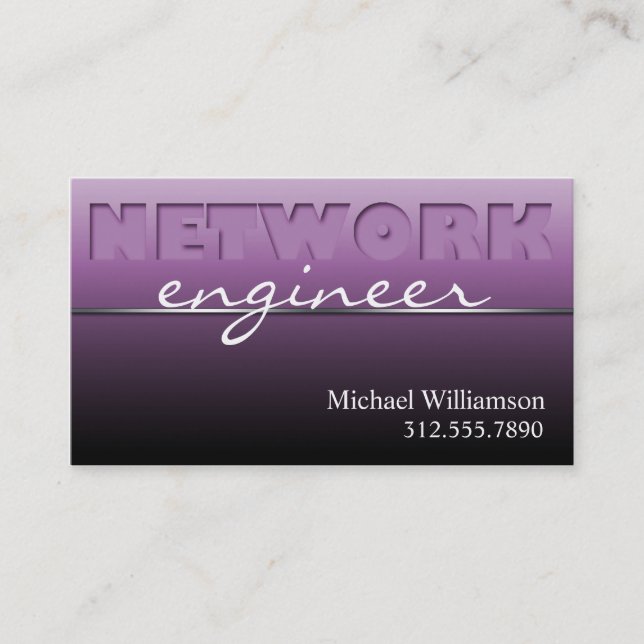 Purple Network Technology Sleek Business Cards (Front)