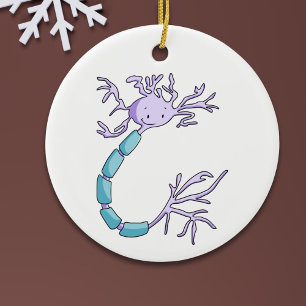 Purple Neuron Cell Biology Christmas  Ceramic Tree Decoration