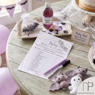 Purple Neutral Baby Word Scramble Baby Shower Game