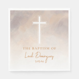 Purple Neutral Catholic Baptism Napkins