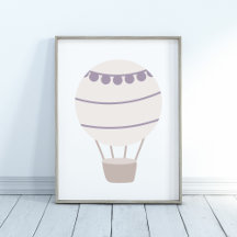 Purple Neutral Hot Air Balloon Nursery Poster