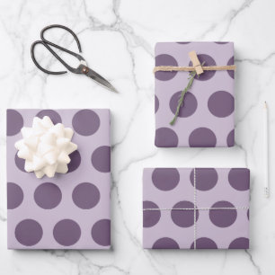 Purple Neutral Polka Dots Alternate Pattern Wrapping Paper Sheet