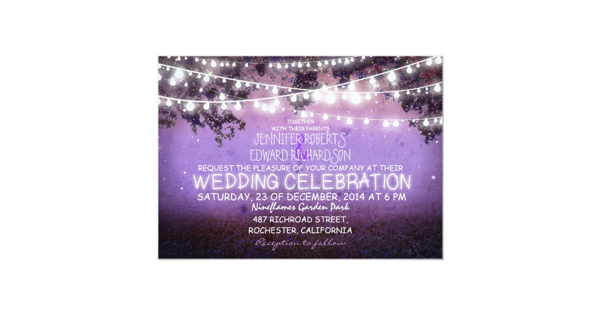 garden lights wedding invitations uk purple garden lights rustic wedding card zazzle garden lights wedding invitations uk purple garden lights rustic wedding card zazzle