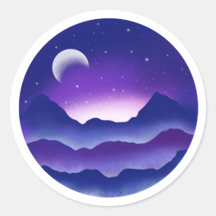 Purple night landscape sticker