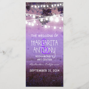 purple night lights wedding program whimsical card