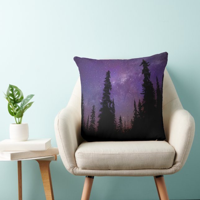 Purple Night Sky Milky Way Forest Cushion (Chair)