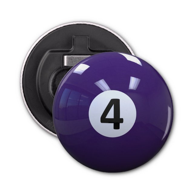 Purple No. 4 Billiard Pool Ball Bottle Opener (Front)