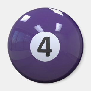 Purple No. 4 Billiard Pool Ball Magnet