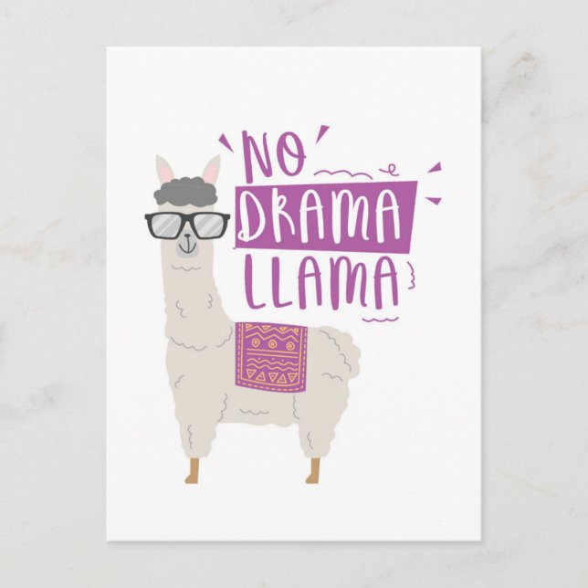 Purple No Drama Llama Holiday Postcard (Front)