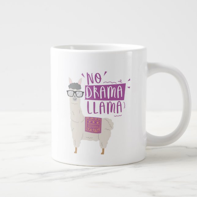 Purple No Drama Llama Large Coffee Mug (Right)