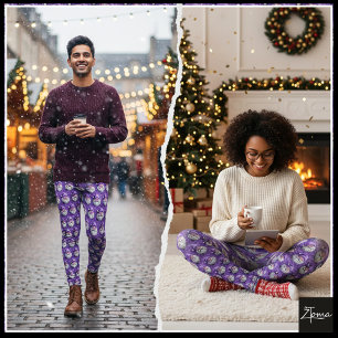 Purple Noel Santa Leggings