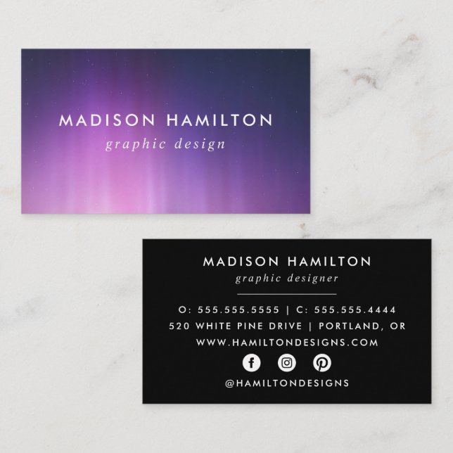 Purple Northern Lights Business Card (Front/Back)