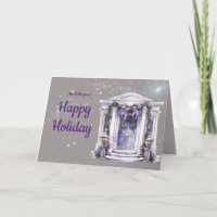 Purple nostalgia Home in snow and shining star