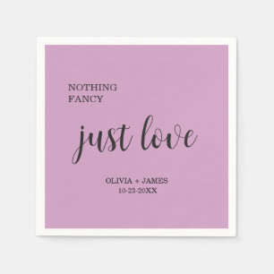 Purple Nothing Fancy Just Love Wedding Napkin