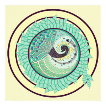 Purple Nouveau Peacock Art Poster