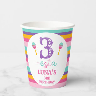 Purple Number Three-esta 3rd Birthday  Paper Cups