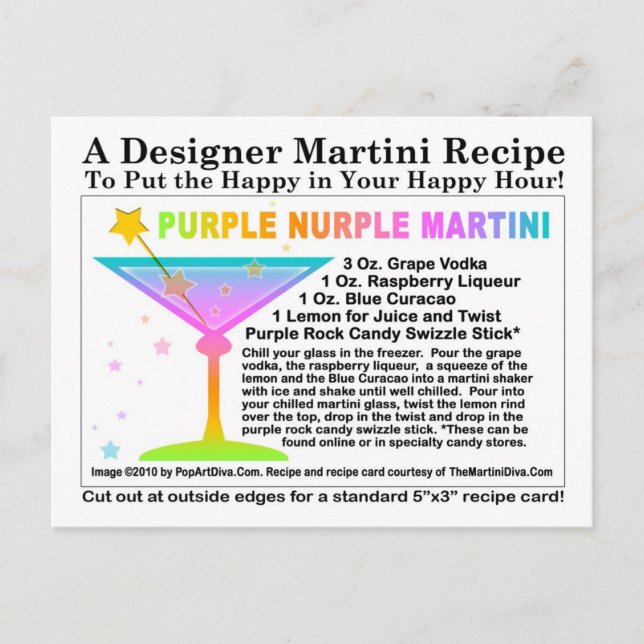 Purple Nurple Martini Recipe Postcard (Front)