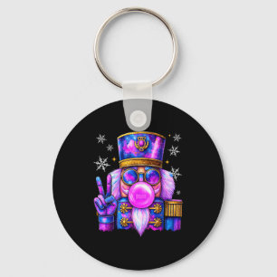 Purple Nutcracker Blowing Bubble Gum Cute Christma Key Ring