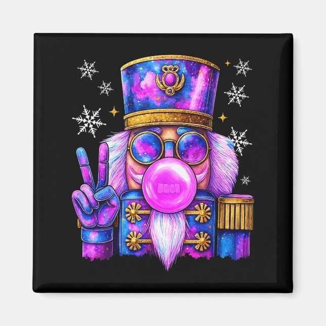 Purple Nutcracker Blowing Bubble Gum Cute Christma Magnet (Front)