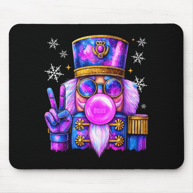 Purple Nutcracker Blowing Bubble Gum Cute Christma Mouse Mat (Front)