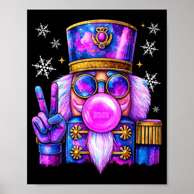 Purple Nutcracker Blowing Bubble Gum Cute Christma Poster (Front)