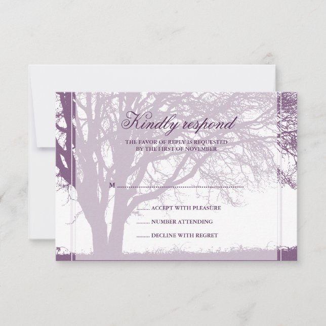 Purple Oak Fall Wedding Response Card (Front)