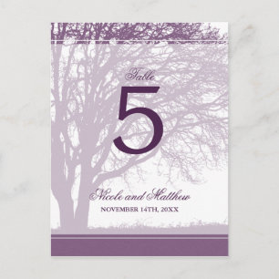 Purple Oak Tree Fall Wedding Table Number Postcard