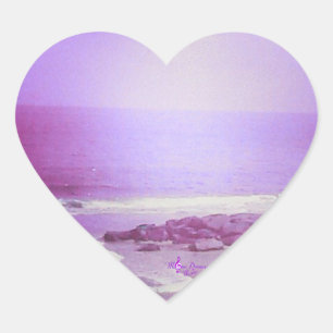Purple Ocean and Sky Heart Stickers