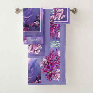 Purple Ocean Mermaid Bath Towel Set
