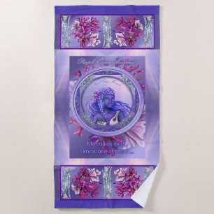 Purple Ocean Mermaid Beach Towel