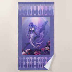 Purple Ocean Mermaid Beach Towel