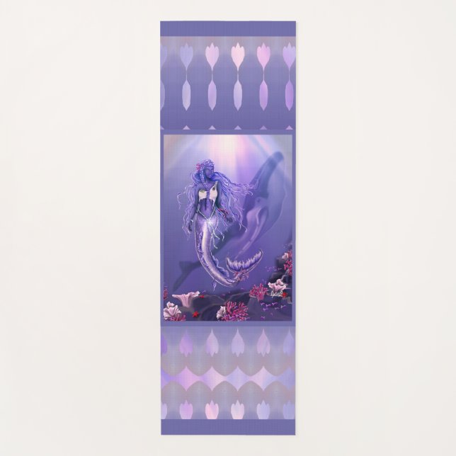 Purple Ocean Mermaid Beach Towel Yoga Mat (Front)