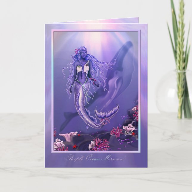Purple Ocean Mermaid birthday card (Front)