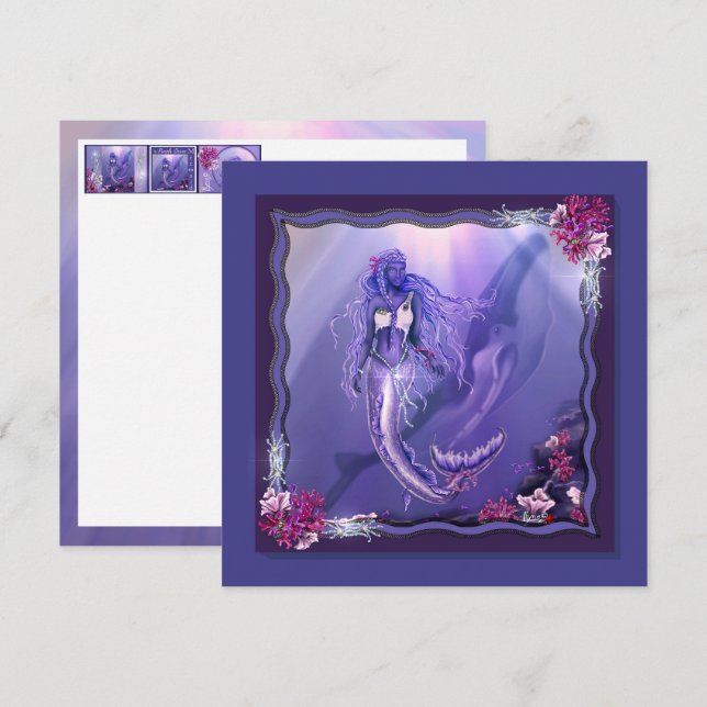 Purple Ocean Mermaid blank card (Front/Back)