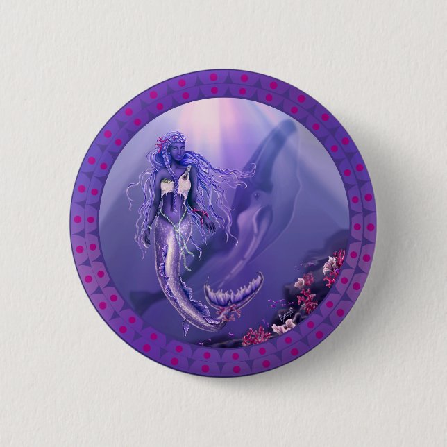Purple Ocean Mermaid Button (Front)