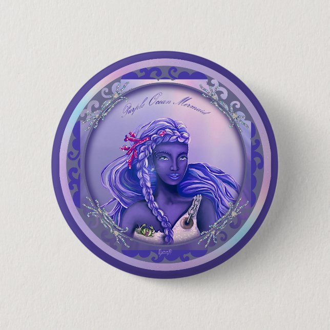 Purple Ocean Mermaid Button (Front)